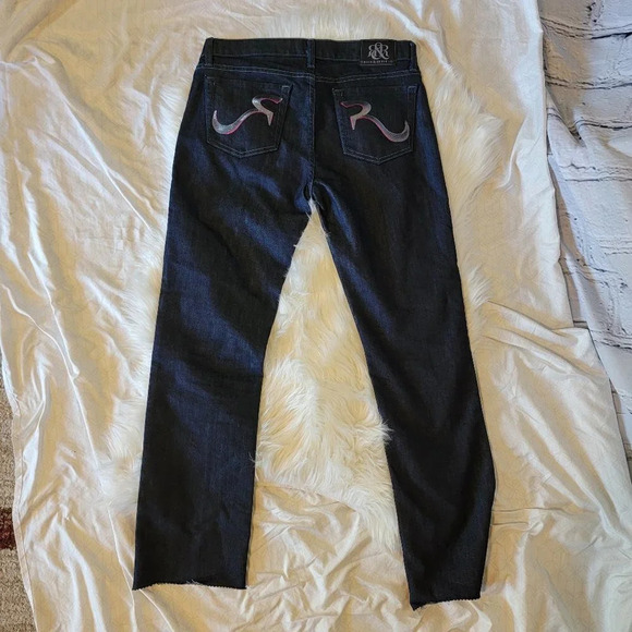 Rock & Republic R&R Womens Denim Pink Sequin Pocket Jeans Irregular hem Mid Rise - Picture 6 of 7